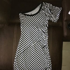 Maxi striped dress, one sleeve